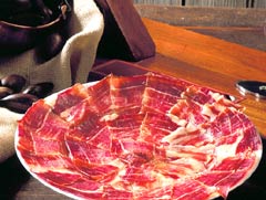 plate of thinly sliced ibérico de bellota ham