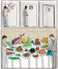 illustration of a buffet