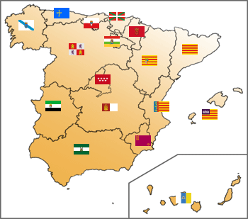 Regions of Spain map